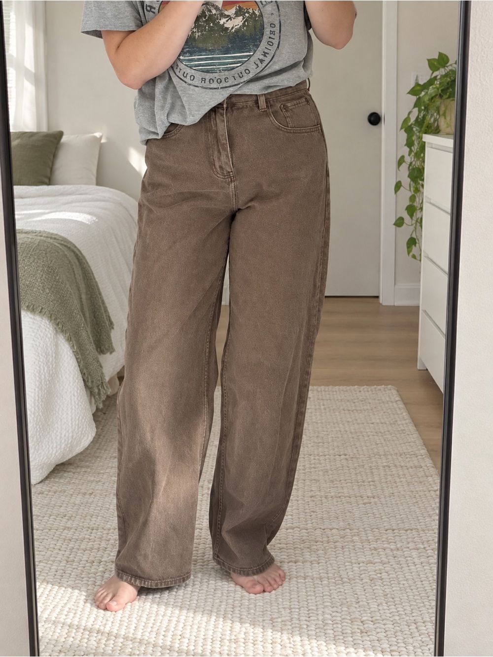 Motel Rocks Wide-Leg Jeans — Brown